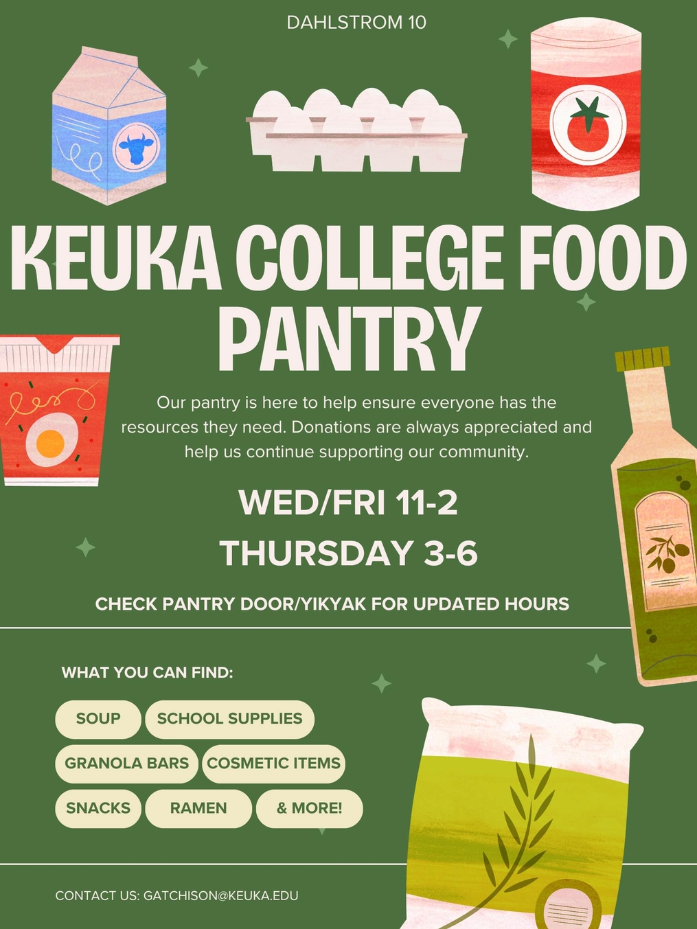 Mallory has been designing social graphics for the Keuka College Food Pantry. 